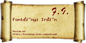 Fontányi Irén névjegykártya